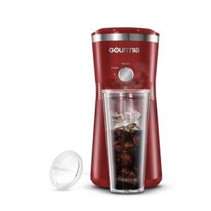Gourmia Iced Coffee Maker with 25 fl oz. Reusable Tumbler, Red